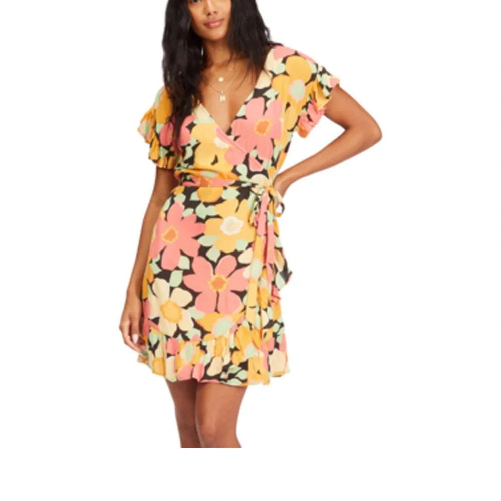 ☀️🌺 BILLABONG 🌺☀️ Wrap And Roll Mini Dress - Picture 3 of 4